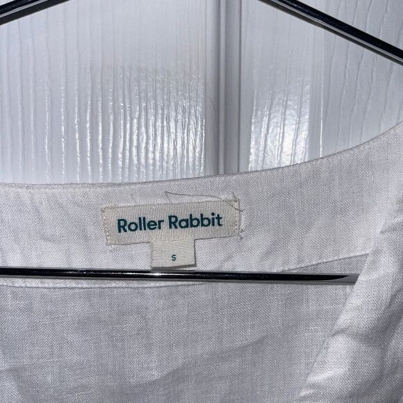 Roller Rabbit White Linen Top Sz S Gently Loved - Picture 4 of 6